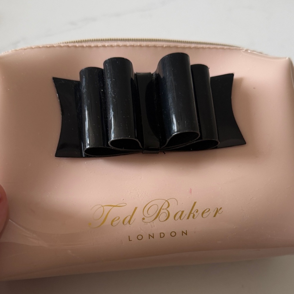 Ted Baker Pale Pink Cosmetic Pouch with Black Bow